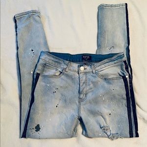 Boohoo Man Distressed & Splattered Jeans